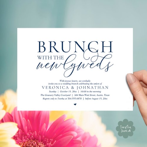 Brunch with the newlyweds, Navy Blue Wedding Invitation