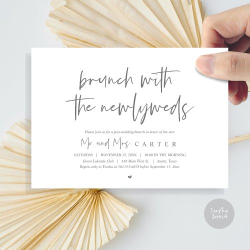 Brunch with the newlyweds post wedding Dark Grey Invitation