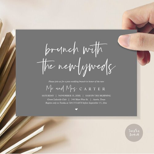 Brunch with the newlyweds post wedding Dark Grey Invitation