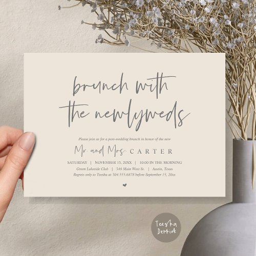 Brunch with the newlyweds post wedding Grey Cream Invitation