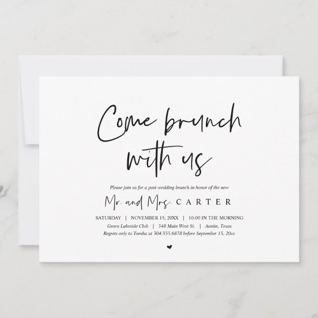 Brunch with the newlyweds, post wedding invitation (Front)