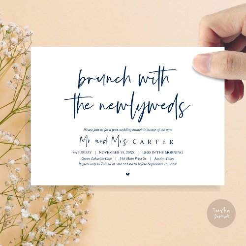 Brunch with the newlyweds post wedding Navy Blue Invitation