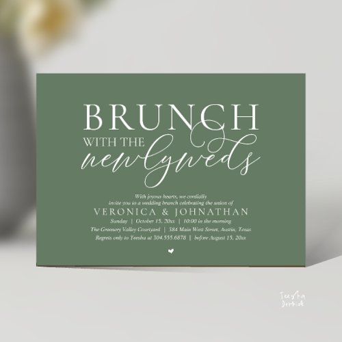Brunch with the newlyweds, Sage Green Wedding Invitation