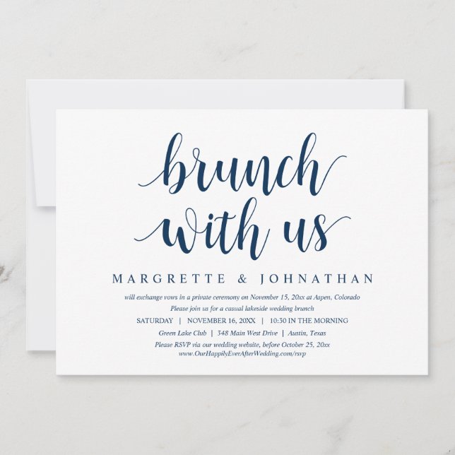 Brunch With The Newlyweds, Wedding Elopement Invit Invitation (Front)