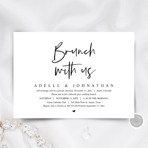 Brunch With The Newlyweds Wedding Elopement Party Invitation