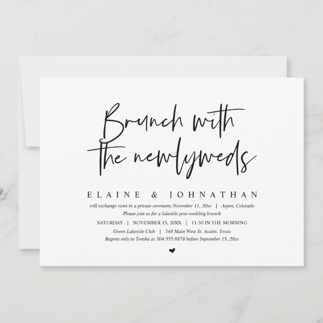 Brunch With The Newlyweds, Wedding Elopement Party Invitation (Front)