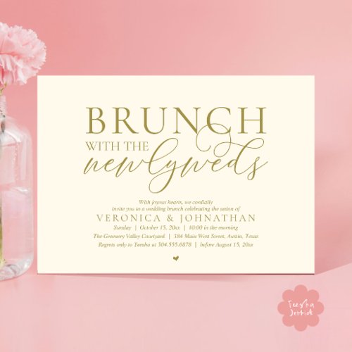 Brunch with the newlyweds, Yellow Gold Wedding Invitation