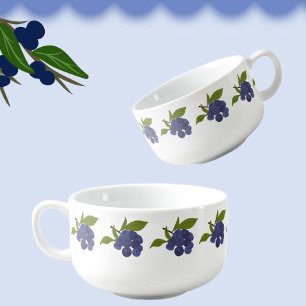 Brunches of blueberries soup mug