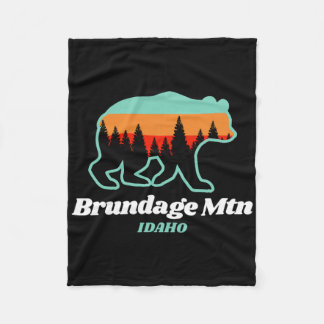 Brundage Mountain Idaho Skiing Snowboarding Bear Fleece Blanket