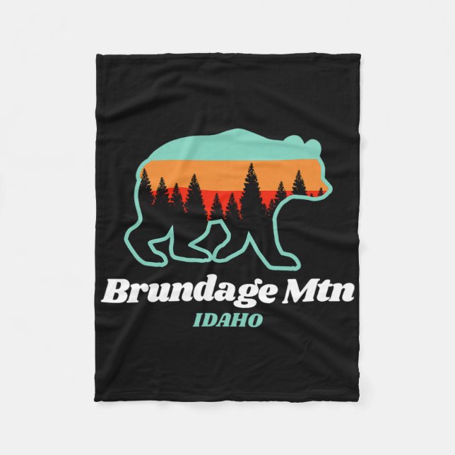 Brundage Mountain Idaho Skiing Snowboarding Bear  Fleece Blanket (Front)