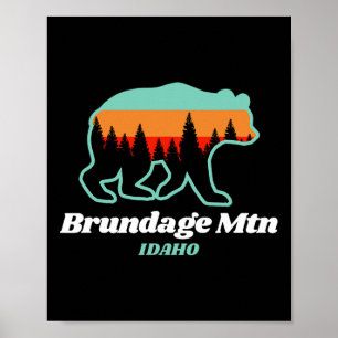 Brundage Mountain Idaho Skiing Snowboarding Bear  Poster