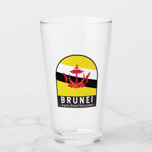 Brunei Flag Emblem Distressed Vintage Glass