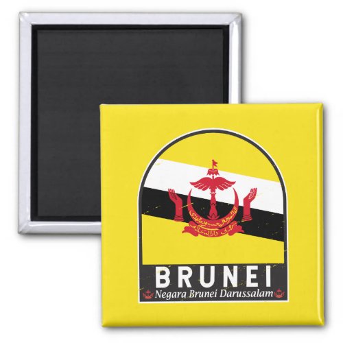 Brunei Flag Emblem Distressed Vintage Magnet