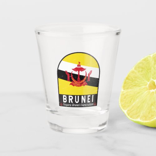 Brunei Flag Emblem Distressed Vintage Shot Glass