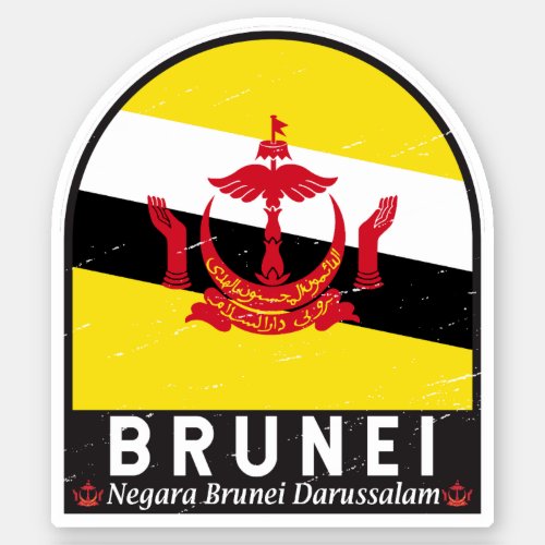 Brunei Flag Emblem Distressed Vintage Sticker