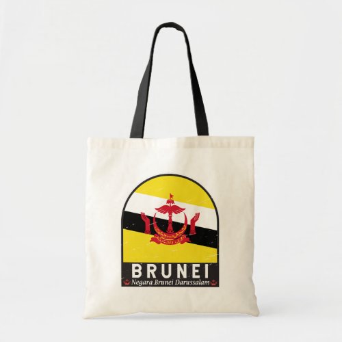 Brunei Flag Emblem Distressed Vintage Tote Bag