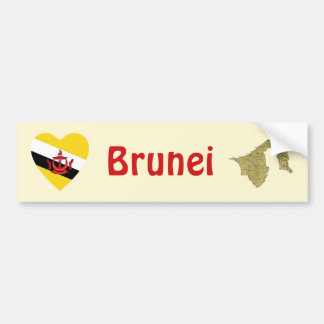 Brunei Flag Heart + Map Bumper Sticker