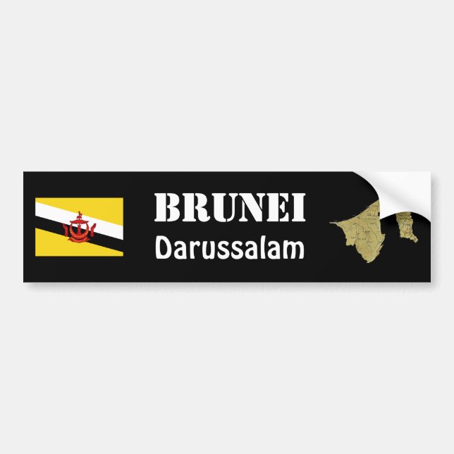 Brunei Flag + Map Bumper Sticker (Front)
