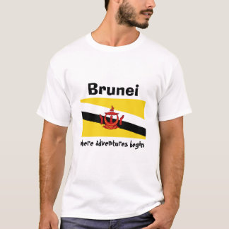 Brunei Flag + Map + Text T-Shirt