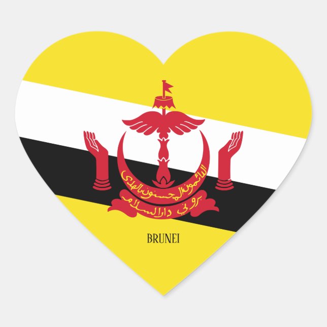 Brunei Flag Splendid Patriotic Heart Sticker (Front)