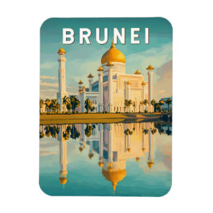 Brunei Illustration Travel Art Vintage Magnet