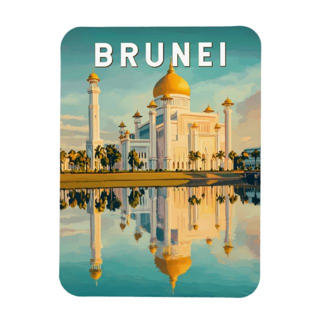 Brunei Illustration Travel Art Vintage Magnet (Vertical)
