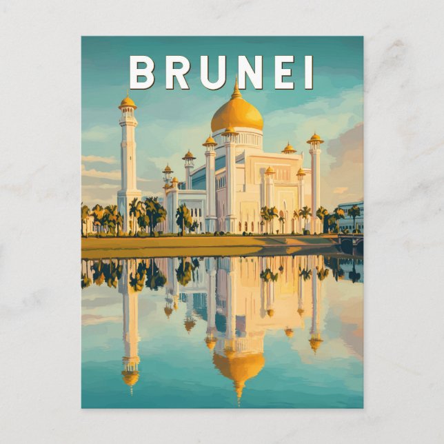 Brunei Illustration Travel Art Vintage Postcard (Front)
