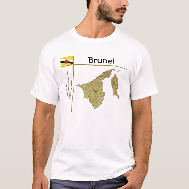 Brunei Map + Flag + Title T-Shirt (Front)