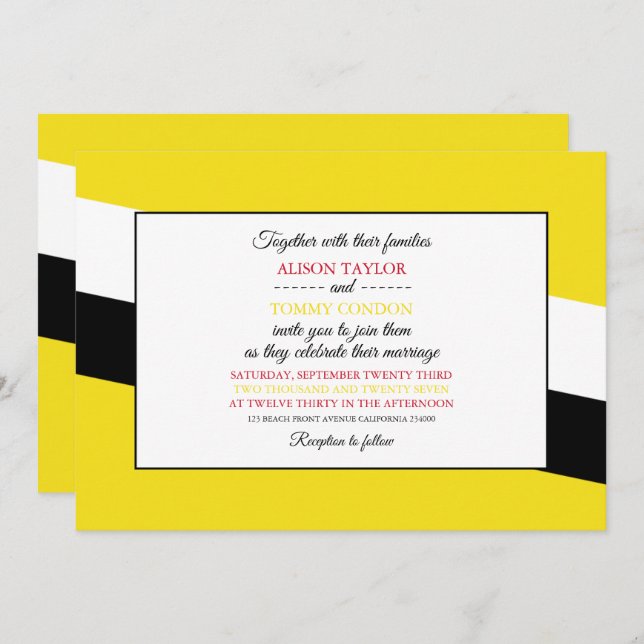 Bruneian Flag, Flag of Brunei Wedding Invitation (Front/Back)