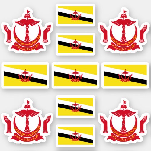 Bruneian national symbols  coat of arms and flag sticker