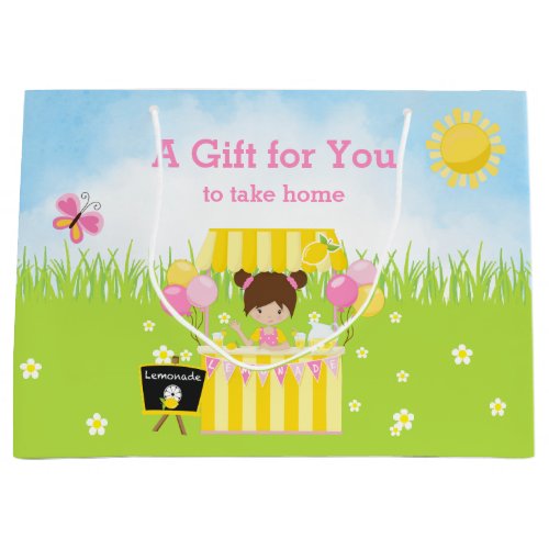 Brunette 2 Sunshine  Lemonade Birthday Party Large Gift Bag