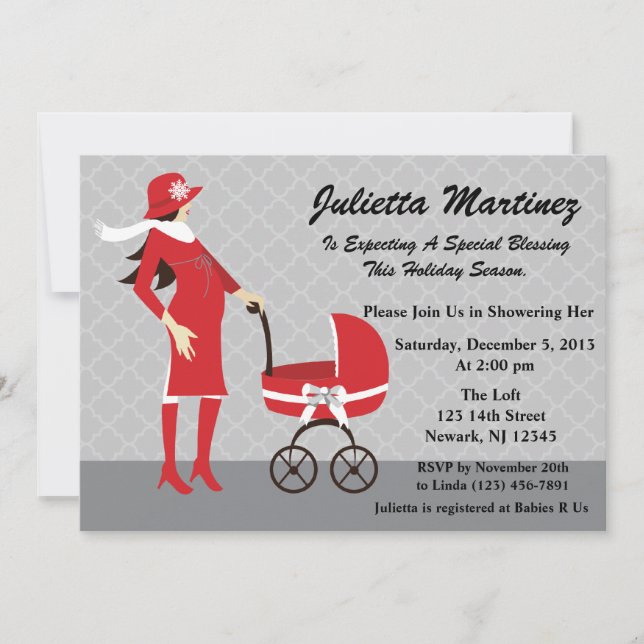 Brunette Baby Shower Invitation (Front)