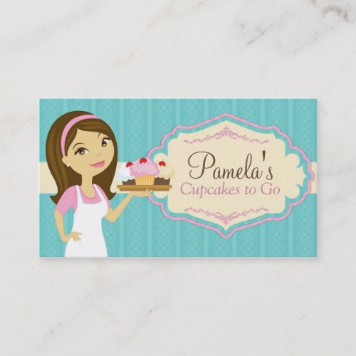Brunette Baker Cupcake Business Cards D14