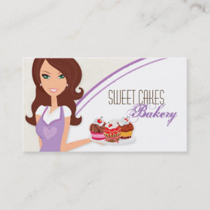 Brunette Baker Purple Brow Cup Cakes Business Card