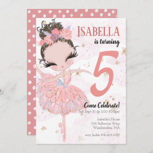 Brunette Ballerina Birthday Party Invitation