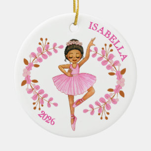 Brunette Ballerina Ceramic Ornament