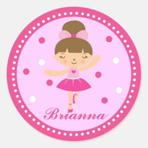 Brunette Ballerina Girl Sticker pink