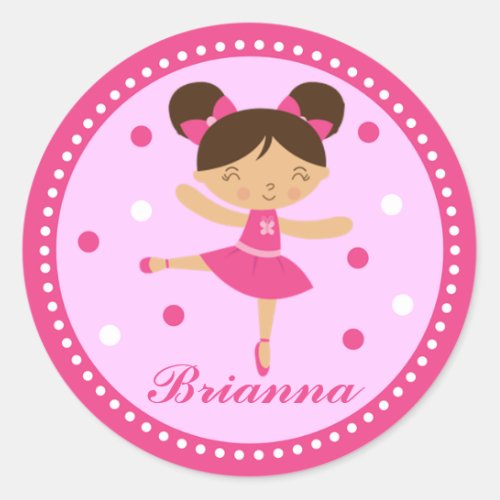 Brunette Ballerina Girl Sticker pink