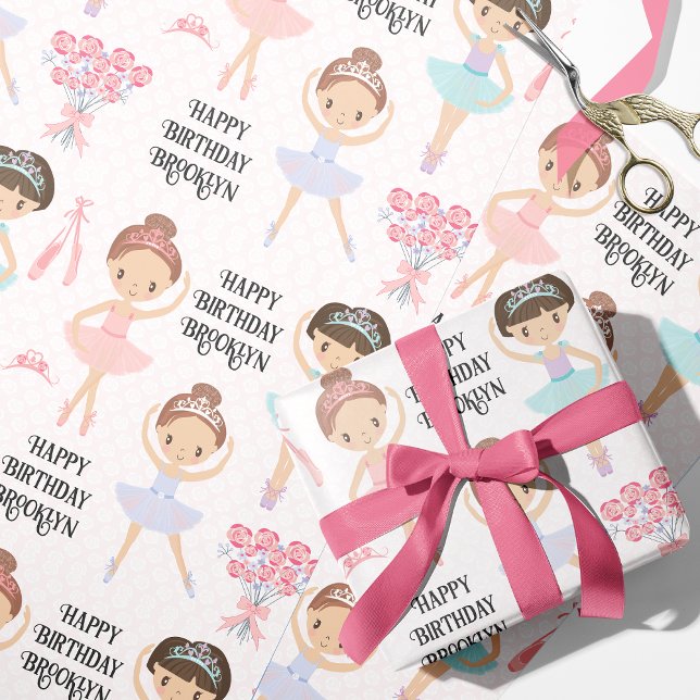 Brunette Ballerina Personalized Wrapping Paper (Creator Uploaded)