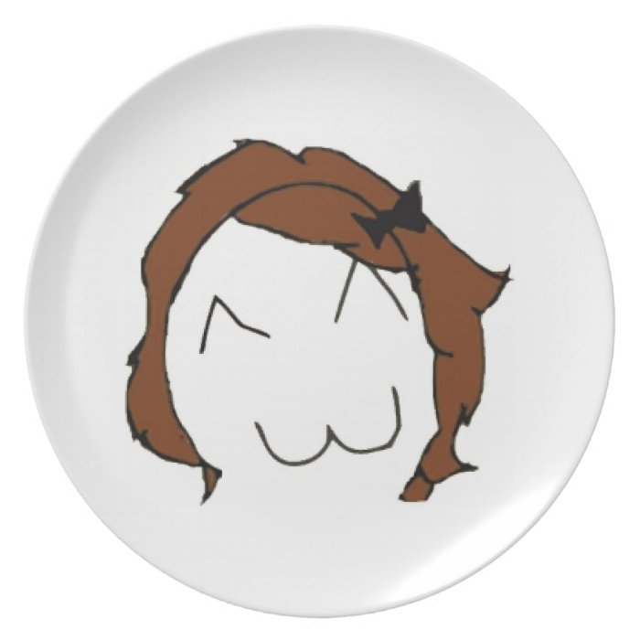 Brunette Big Smile Comic Meme Party Plate