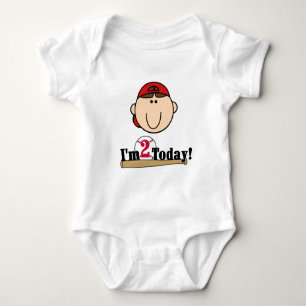 Brunette Boy Baseball 2nd Birthday Baby Bodysuit