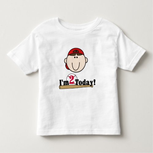 Brunette Boy Baseball 2nd Birthday Toddler T_shirt