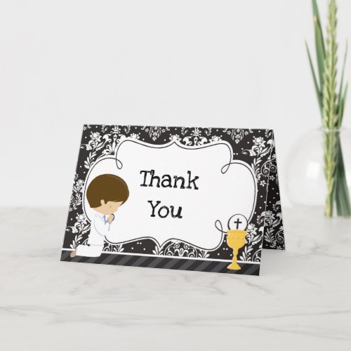 Brunette Boy First Communion  'Thank You'