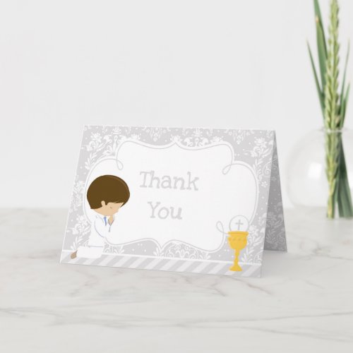 Brunette Boy First Communion  'Thank You'