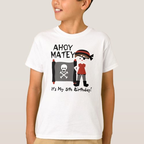 Brunette Boy Party Like a Pirate Custom Tshirt