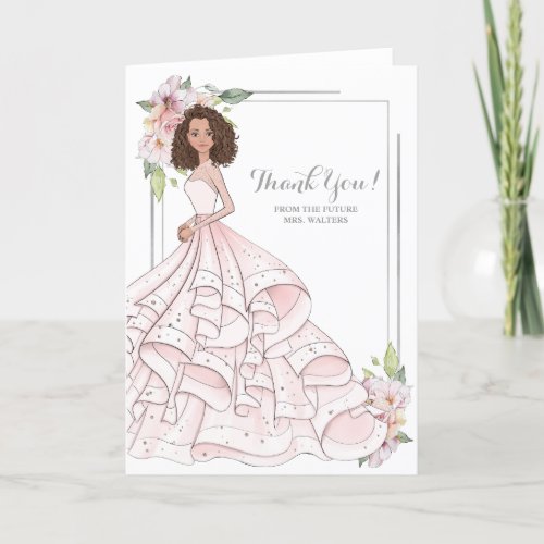 Brunette Bride Bridal Shower Future Mrs Thank You Card