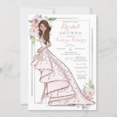 Brunette Bride Floral Bridal Shower Invitation (Front)