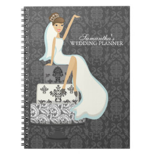 Brunette Bride on Wedding Cake Notebook