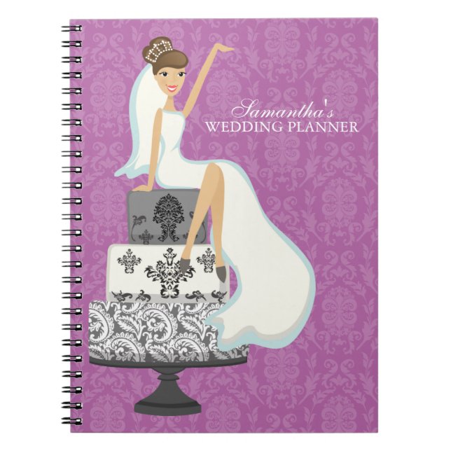 Brunette Bride on Wedding Cake {orchid} Notebook (Front)