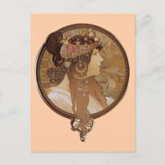 Brunette by Alphonse Mucha Postcard